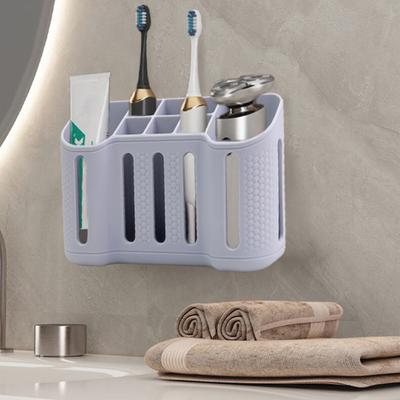 מחזיק מברשות שיניים לתלייה על הקיר 8 חריצים מארגן לאמבטיה מחזיק מברשת שיניים חשמלית ומשחת שיניים עם כוס יניקה לאביזרי אמבטיה