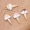 10Pcs Gold Plated Enamel Ice Cream Charms Pendant For Jewelry Making Earrings Bracelet Necklace Accessories Diy Craft 20X10Mm