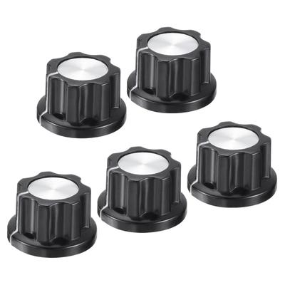Uxcell Potentiometer 6mm Volume Control Knob with 5pcs Knobs, Aluminum, 23x14mm, Hole, Cap, Guitar/Bass, Screw, Black,