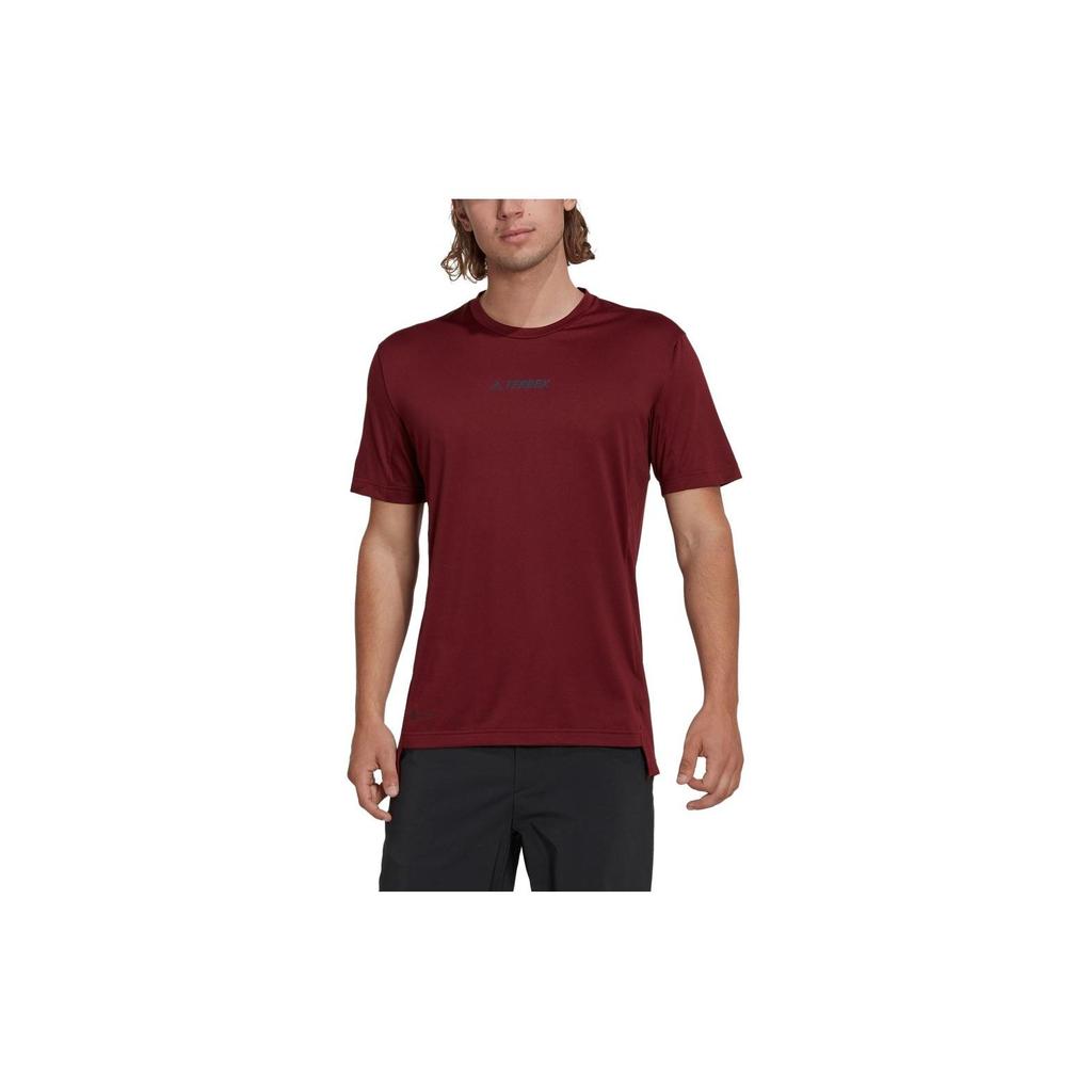 Adidas Terrex Round Neck Pullover Solid Color Short Sleeve T-Shirt Men Tops Dark-Red HI1618