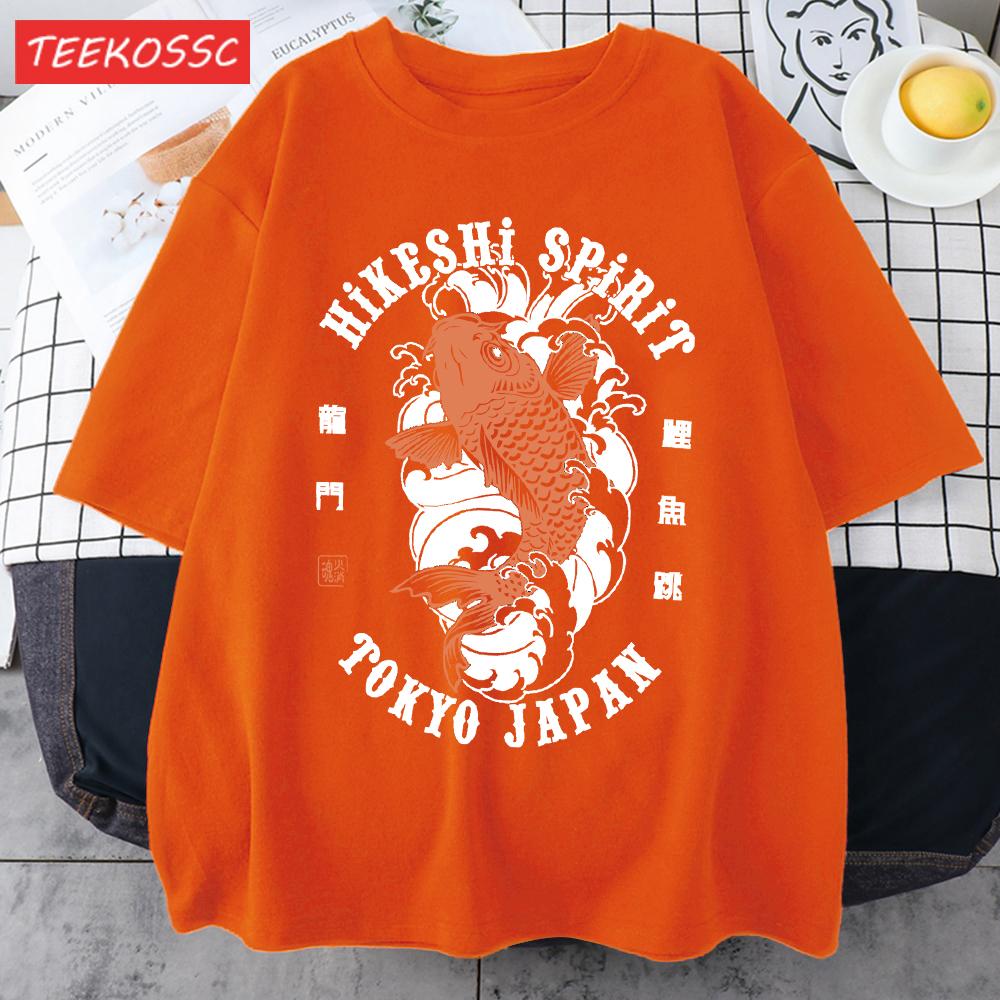 Hikeshi Spirit Tokyo Japan Print Tee Shirts For Man Cotton ONeck T Shirt Sport AllMatch Top Summer Male New Loose Short Sleeve