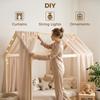 Single Bed Frame, House Scandinavian Wooden Bed Frame for 90W x 190Dcm Mattress, Pine Wood Bed Base, Natural Wood Finish