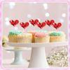 50/100Pcs Red Heart Cupcake Toppers Valentine's Day Cupcake Picks DIY Dessert Fruits Food Picks for Wedding Birthday Cake Decor