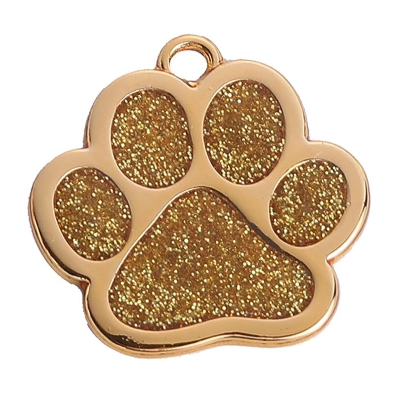 Haustierhalsband Blingbling Anhänger für Hunde Katzen Tierpfotenabdruck Anhänger mit Glitzer Mehrfarbig