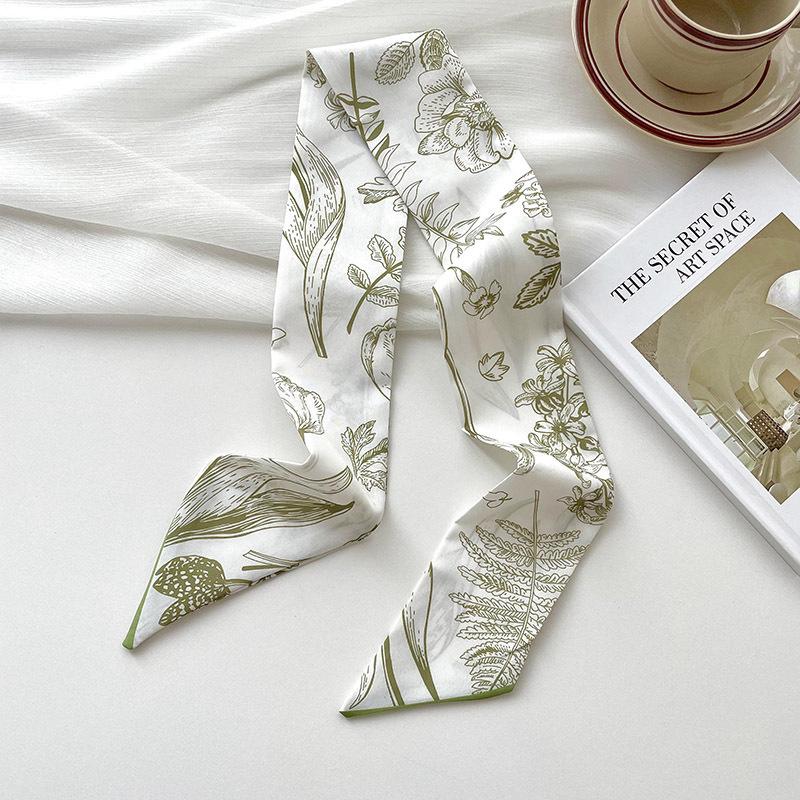 New Luxury Brand Model Small Silk Scarf Women Hair Band Bag Handbag Handle Ribbon Scarf Band Neck Scarves Neckerchief