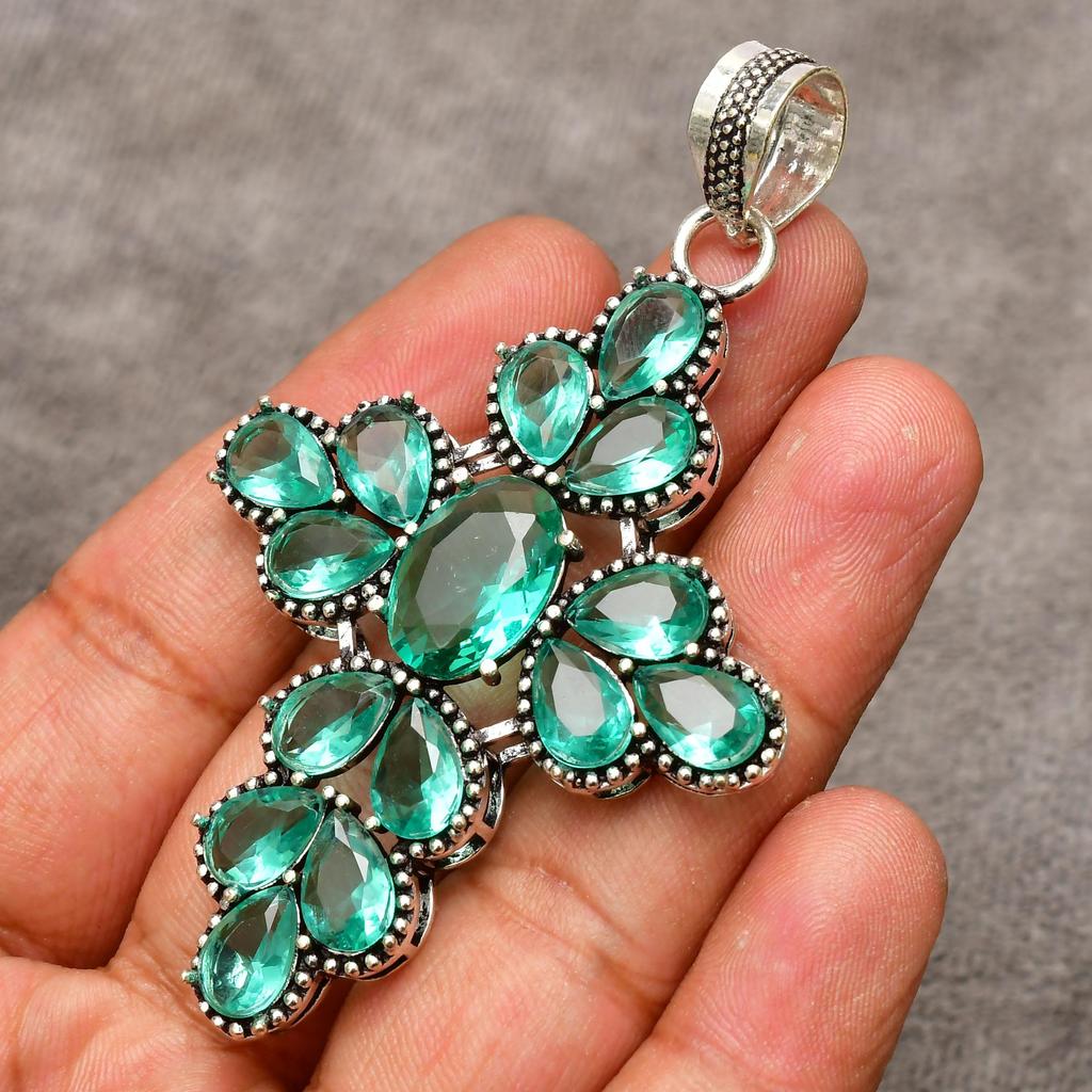 Awesome Paraiba Tourmaline Gemstone Pendant: 925 Sterling Silver Handmade Pendant Necklace Jewelry