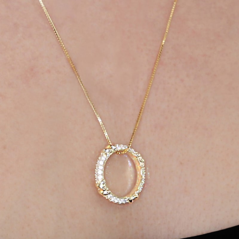 

dfarbe gold natural moissanite double X ring pendant two-way necklace free