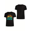 European sizes Men's Hawaiian Surf Graphic T-Shirt -  Black Tee with Tropical Palm Trees & Sunset - Everyday Hawaiian Style,Summer Clothing