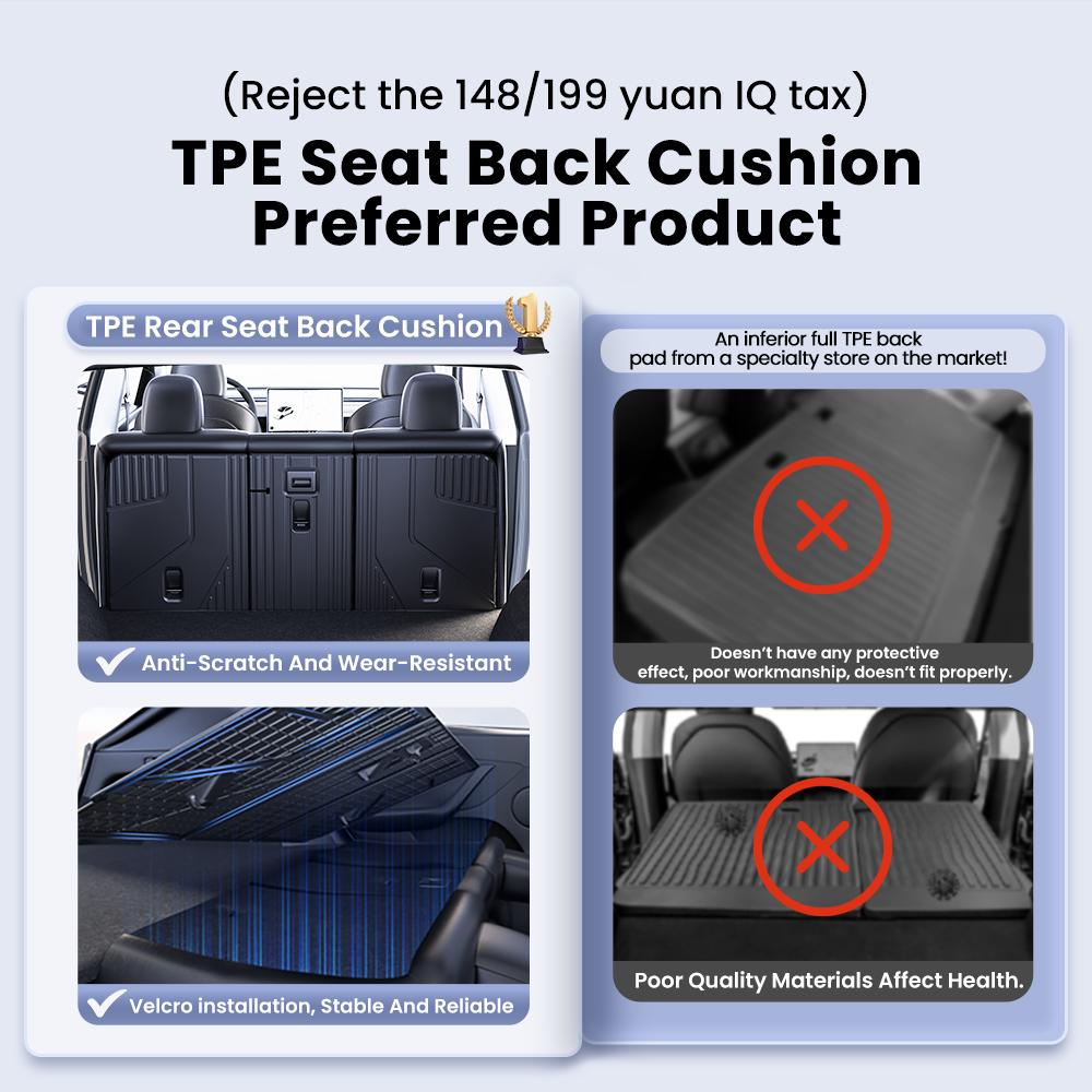 YZ For Tesla Model Y Juniper 2025-2025 TPE Trunk Rear Seat Back Cover Backrest Protector Cover Protection Mat Accessories
