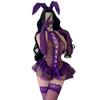 Übergröße Lila Bunny Girl Charme Bodysuit - Leidenschaftliche Versuchung Schnürset