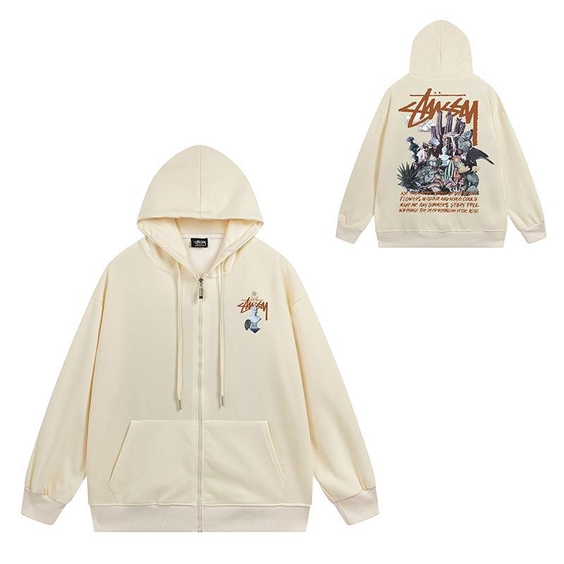 Trendy brand zipper hooded autumn and winter new letter flame pai jiu couple coat