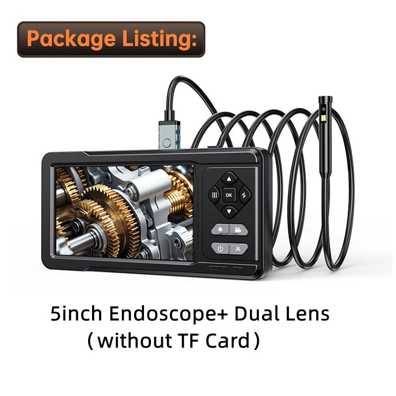 5inch Dual-Lens Endoscope Camera with Light 1080P Borescope 16.5FT Flexible Sewer Camera IP67 Waterproof Plumbing Snake Camera