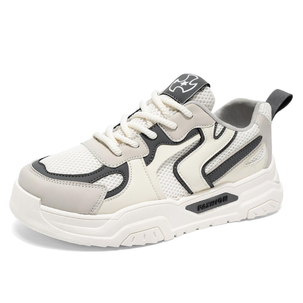 Autumn Men's Shoes New Breathable Mesh Little White Shoes Men's Trend Versatile Platform Sports Casual Board Shoes Dad Shoes