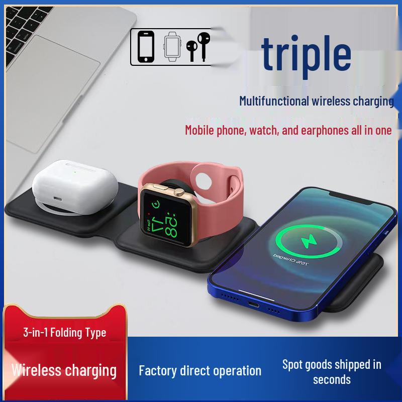 15W Magnetic Wireless Charger: Multi-functional Trio for Phones, Earphones, Watches with Smart Display