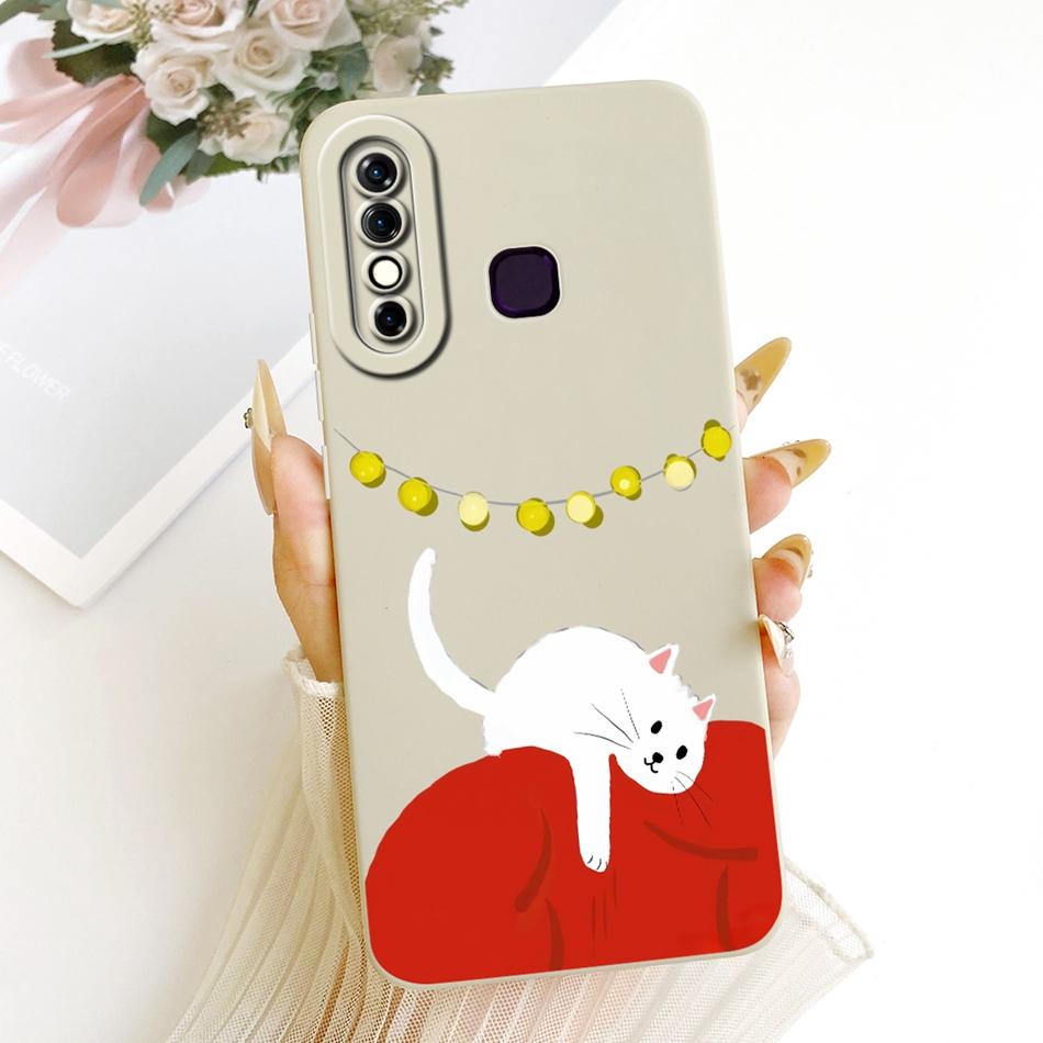 For Infinix Hot 8 / Hot 8 Lite X650 X650C X650B X650D Cute Cat Flower Cartoon Phone Case Shockproof Soft Silicone Covers Bumpers