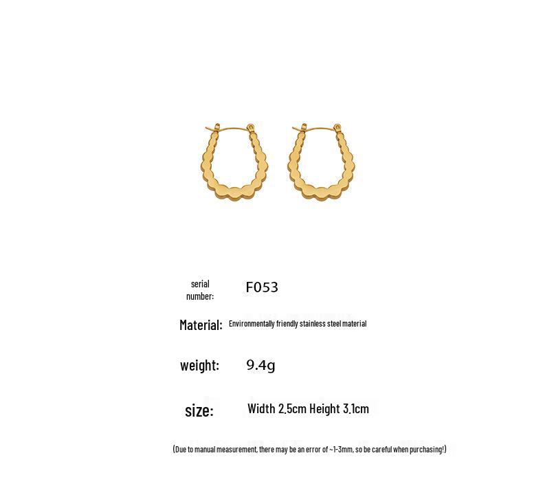 18k Gold-Plated Stainless Steel Geometric U-Shaped Earrings - Simple, Fashionable, Versatile 
