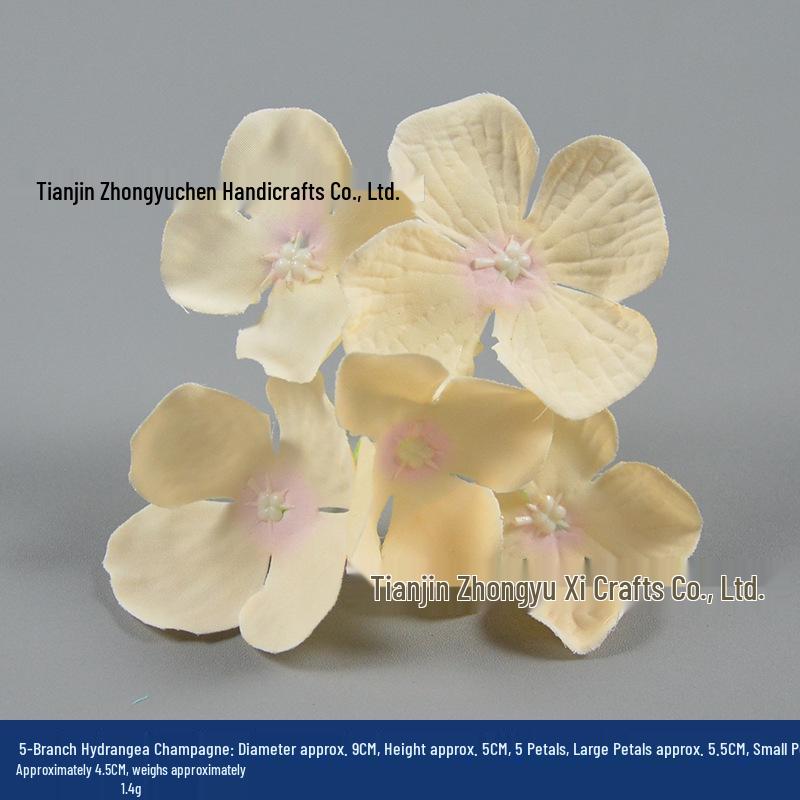 Champagne Silk Imitation Flowers for Hairpins, Hanfu Headdresses, Souvenirs, and Performance Accessories.