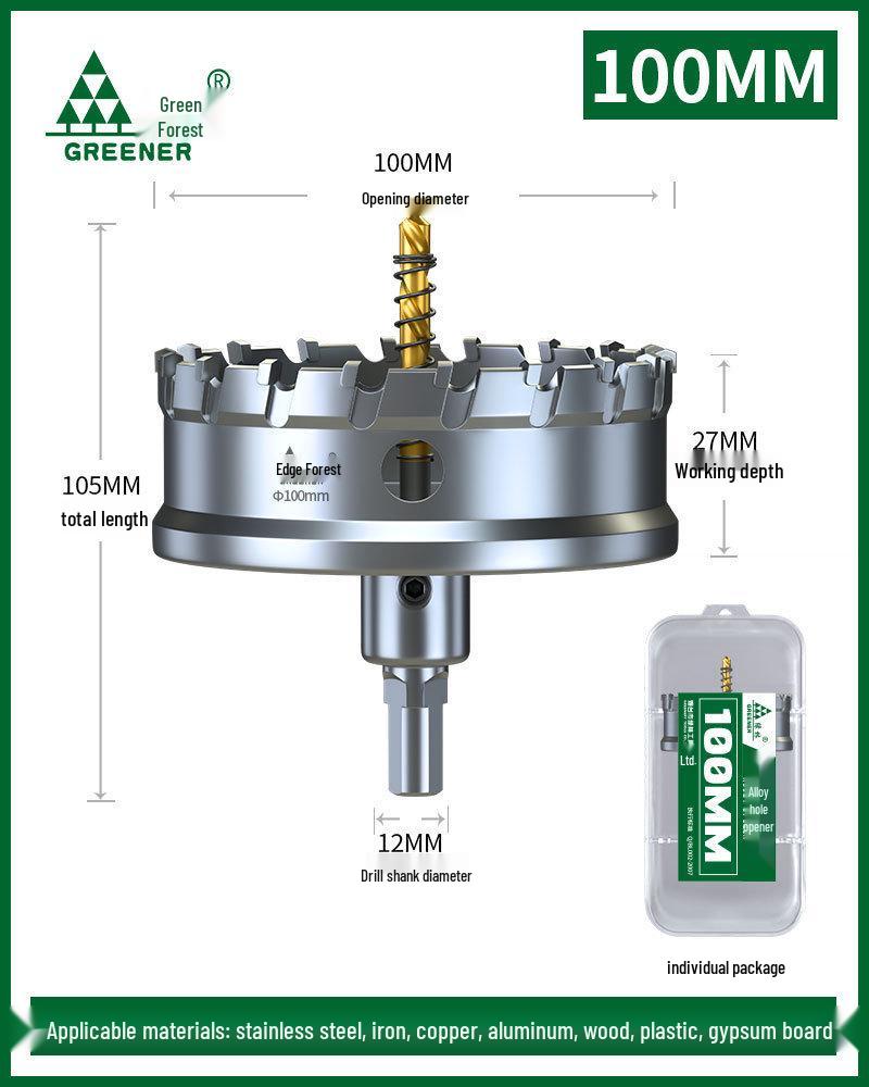Green Forest Stainless Steel Hole Saw for Metal, Wood, and Aluminum Drilling