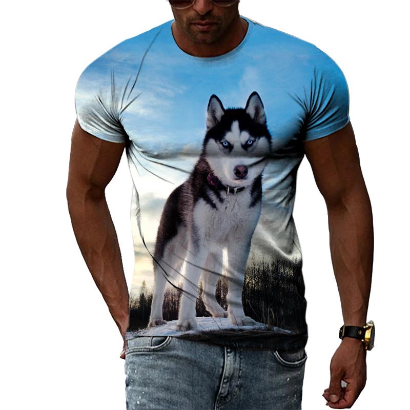 Casual Men's Animal Print T-shirt Hip-hop Elements Street Trend Round Neck Dress Personality Fashion New Summer Short Sleeve Top