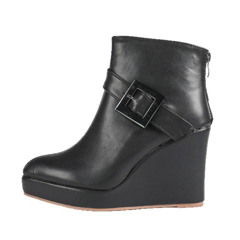 2026 Frühling Herbst Schuhe Damen Hohe Absätze Stiefel Mode Modern Damen Keilschuhe 10cm Schwarz Weiß Übergröße 42