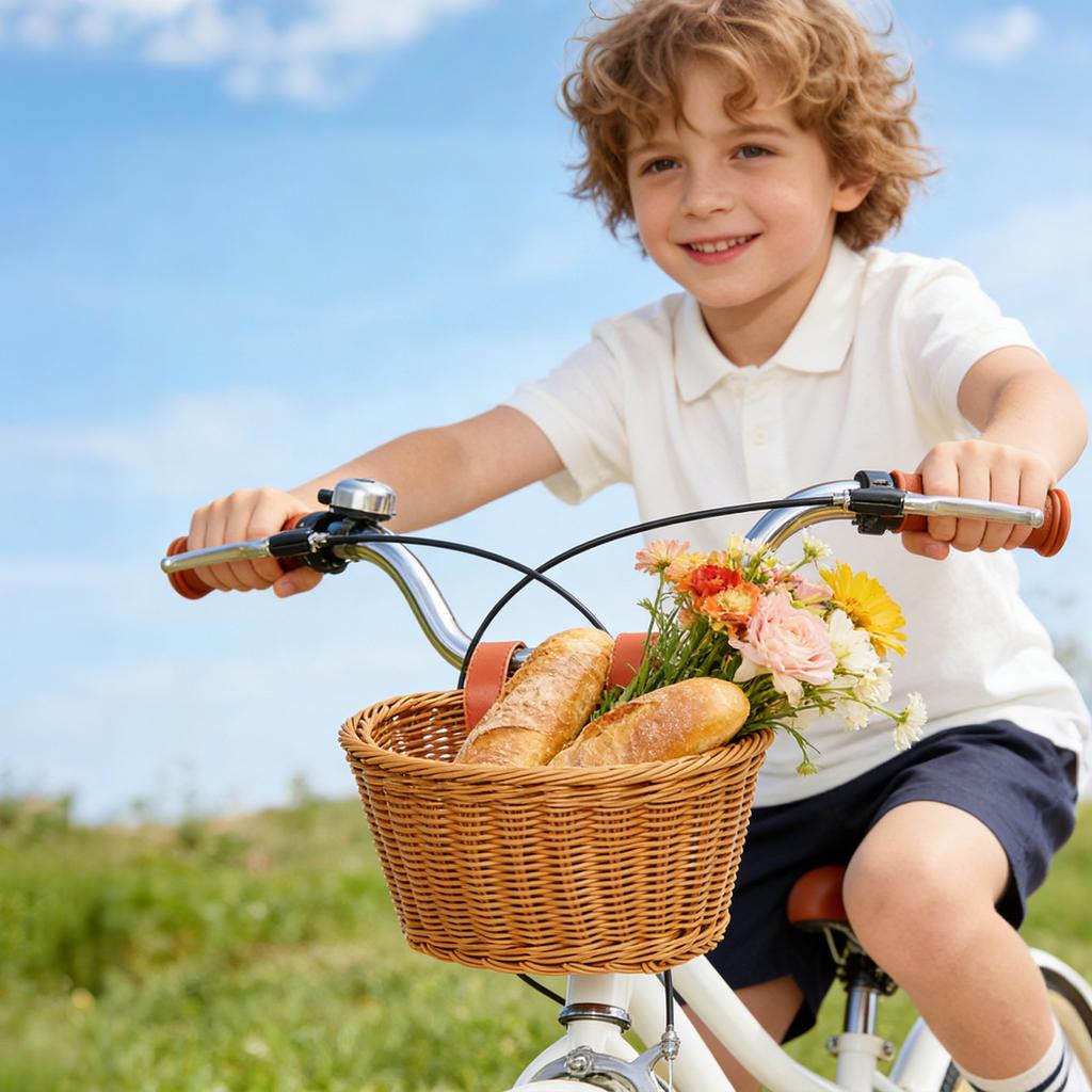 Bike Basket For Front Handlebar Kid Adult Handlebar Wicker Basket Bike Decoration With Leather Straps Accessories Basket