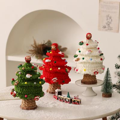 Hand Knit Christmas Trees Needlework Crochet DIY Material Kit Creative Hook Knitting Yarn Christmas 's Day Home Decor Warm Gifts