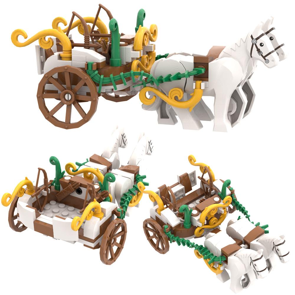 Building Block Carriage Medieval Chariot Prisoner Cart Military Weapon Accessories Weapon Assembly Small Particle Scene Model