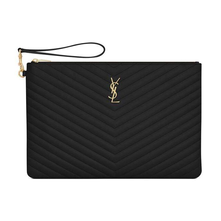 

Saint Laurent Ysl Монограма Мода Золота Бирка Стегана Теляча Шкіра Клатч для Документів Жіночий клатч Чорний 440222CWU011000 Basic Set (Bag+Dust Bag)