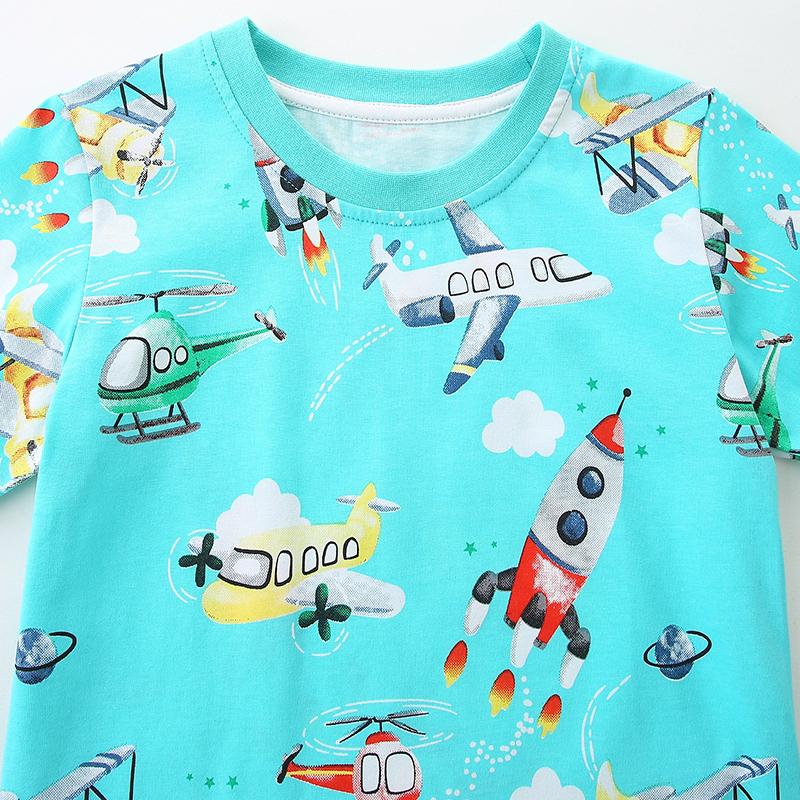 Little maven Baby Boys 2026 Summer New Kids Clothes T Shirts Holiday Children's Clothing Cartoon Rockets Planes Shirts 2-7 Years