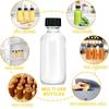 2oz Small Glass Bottles with Lids & Brush, 60ml Mini Boston Round Sample Bottle for Juice Ginger Shot Oils Potion Whiskey Liquid