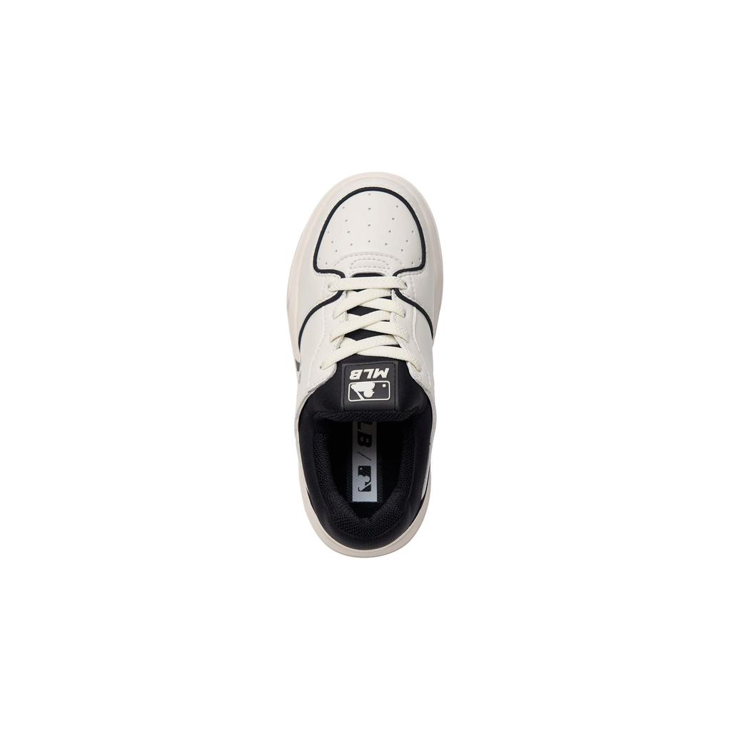 MLB Chunky Liner Synthetic Leather Low top Kids' Skateboarding Shoes Black White 7ASXJB24N-50WHS