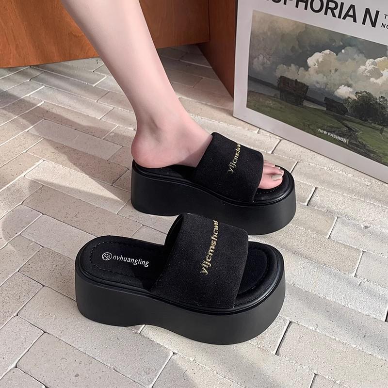 

7CM Wedge Heels Sandals Women 2025 New Summer Slides Chunky Platform Slippers for Woman Thick Bottom Gladiator Sandalias Mujer 34 чорний