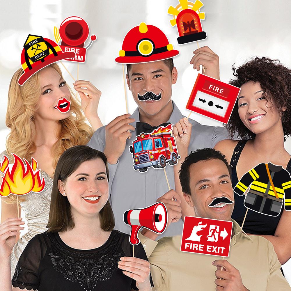Themed Firefighting Birthday Party Decoration Wacky Handheld Photo Props