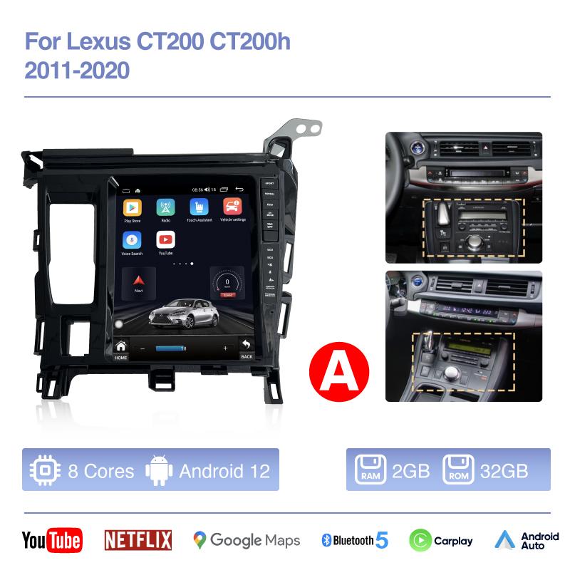 9.7inch Tesla Style Car Multimedia Video Player For Lexus CT200 CT200h 2011-2020 GPS Navigation Android12 Auto Radio Carplay 4G