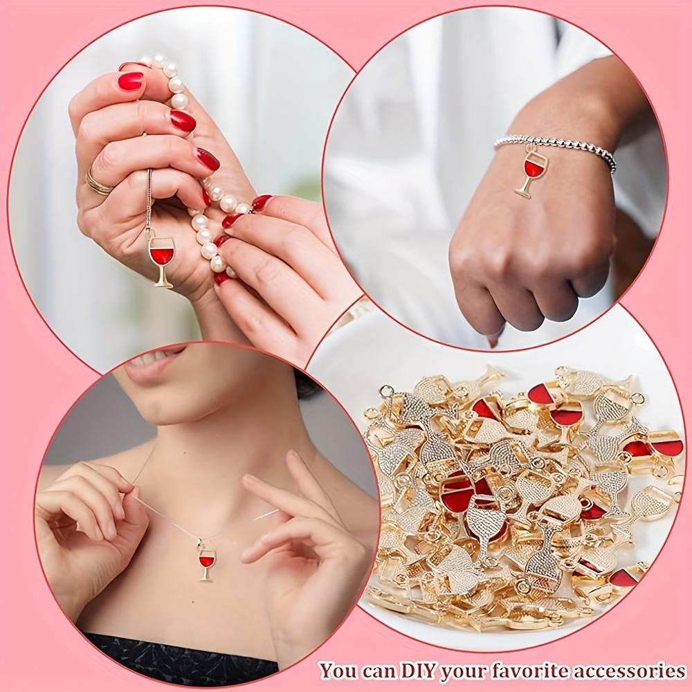 10/20/30pcs Romantic Red Mature Fashion Alloy Drip Oil High Footed Cup Small Pendant DIY Bracelet Necklace Foot Chain Pendant