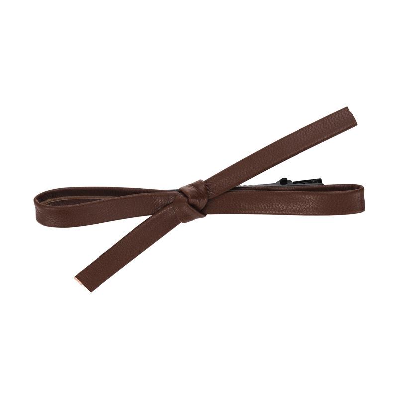 Retro Schlichte Kaffeefarbene Leder Schleife Haarspangen Kopfschmuck Für Frau Mädchen Süße Haarnadeln Haarspangen Mode Haaraccessoires Neu