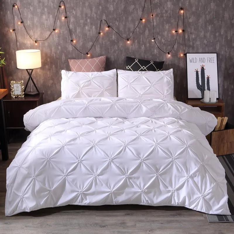 Black Duvet Cover Set Pinch Pleat 2/3pcs King Size Polyester Bedclothes Bedding Sets Luxury Home Hotel Use(no Filling No Sheet)