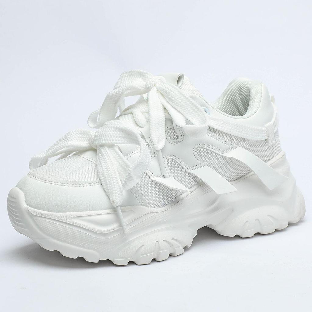 Fashion Autumn Mesh Pink Platform Sneakers Chunky Breathable Casual Shoes Woman Shoes Slip On Thick Sole Ladies Shoes Height Increase