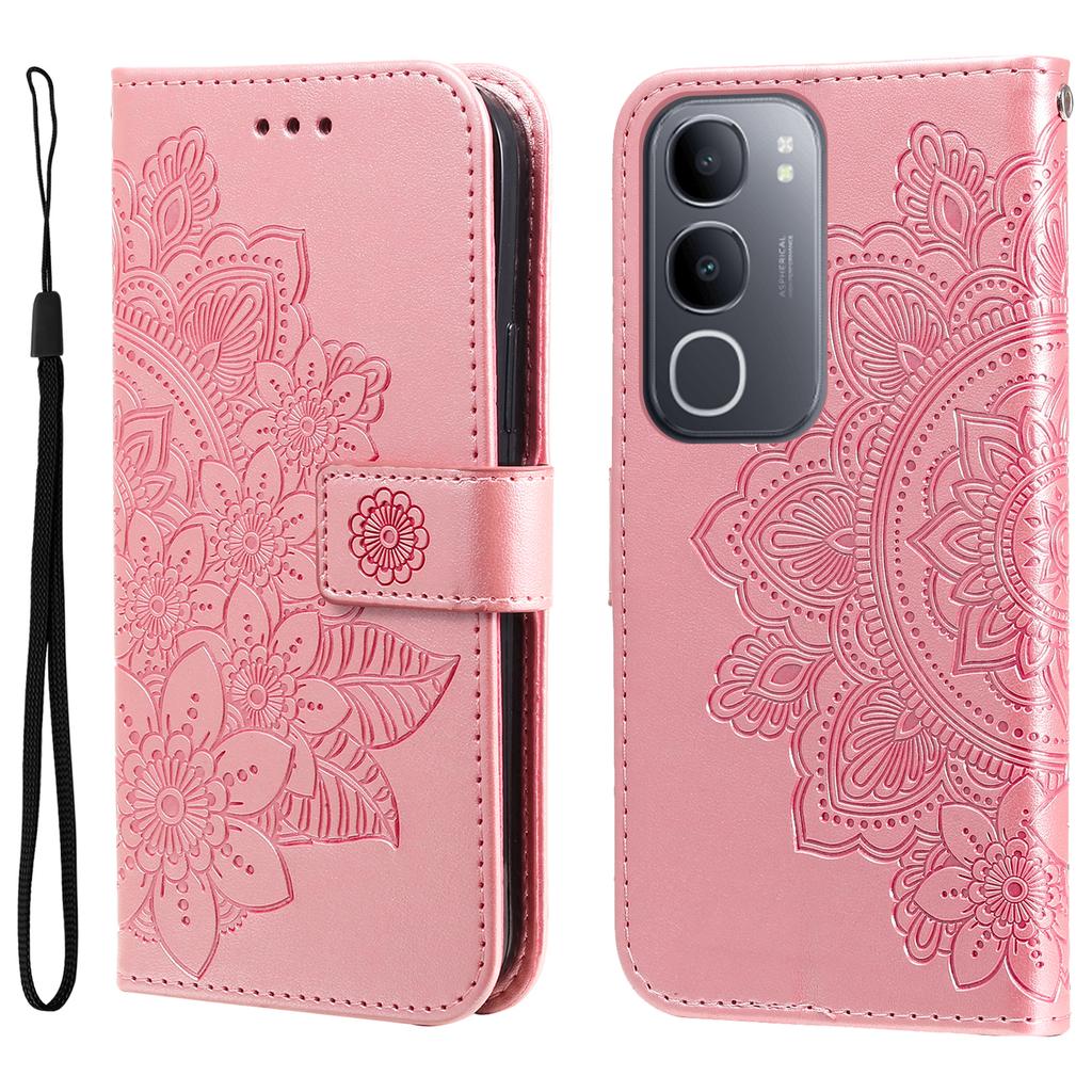 For vivo Y50 Case Floral Pattern PU Leather Wallet Stand Phone Cover