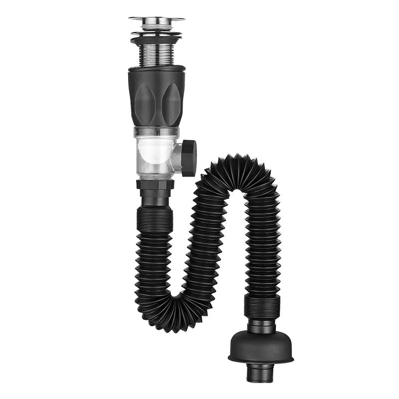 

Универсальный комплект для замены сливной трубы раковины, откидная пробка-заглушка против запаха, герметичный канализационный трубопровод, аксессуары для ванной комнаты чёрный