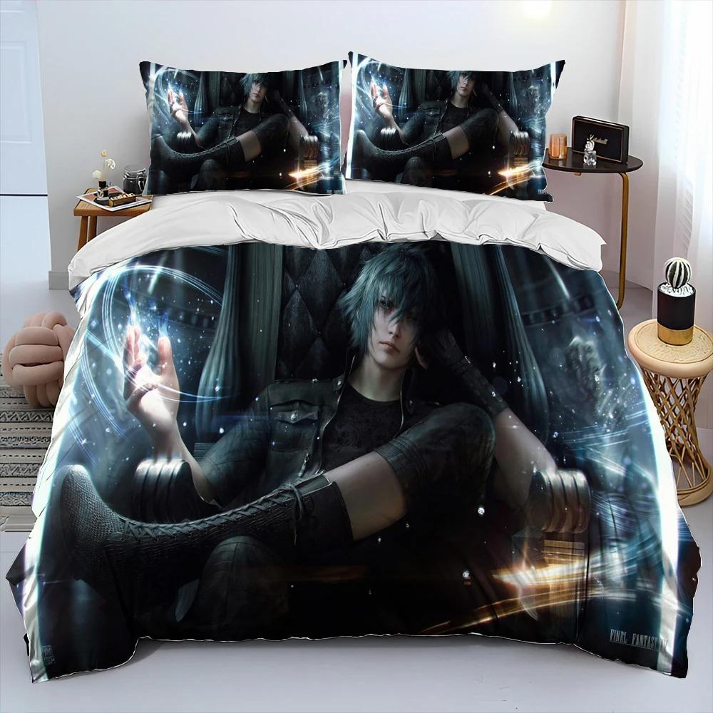 Final Fantasy Series Games Cartoon Comforter Bedding Set,Duvet Cover Bed Set Quilt Cover Pillowcase,king Queen Size Bedding Set Tool