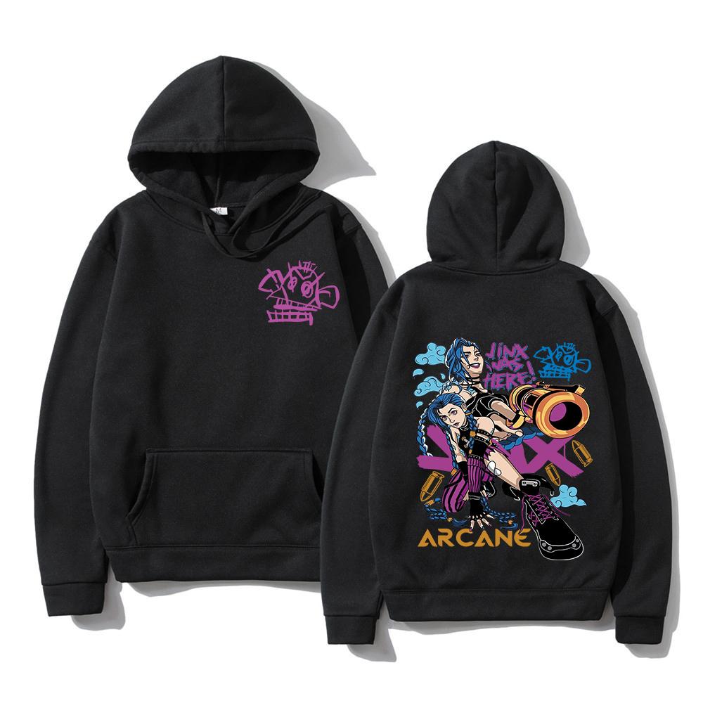 Arcane Jinx Hoodie Fashion Men Harajuku Anime Rabbit Monkey Hoodies Unisex Funny Cute Cartoon Bunny Pullovers Sweatshirts Hoodys