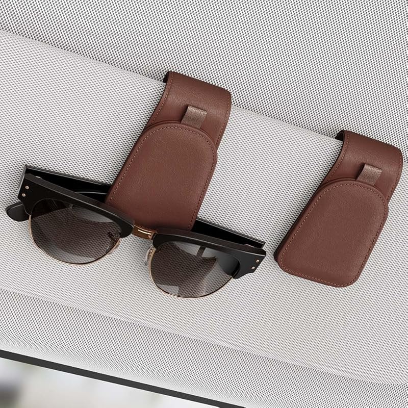 Sotfamily Sunglass Holder for Car Visor, Suede Cloth Magnetic Sunglass Organizer for Car Accessories, 2 Packs, Black