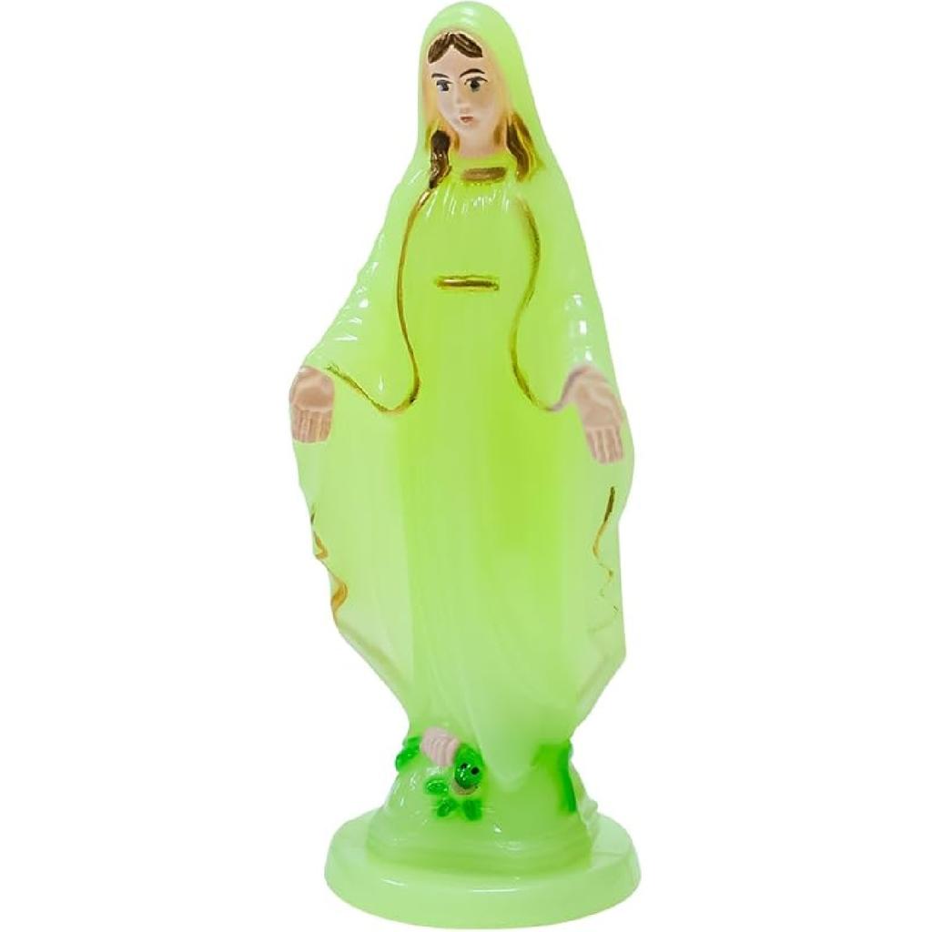 Queenbox 3.9" Plastic Blessed Catholic Mary Sculpture, Grace Lady Hand Italian Style Religious Durable Garden Statue Virgin Mother Figurine, 01