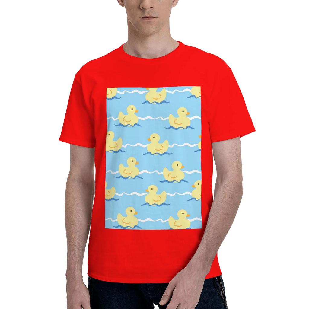 cute duck swimming seamless pattern Men TShirt Plus Size T Shirts Mens ONeck Cotton Tees Short Summer Male