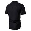 Baumwolle Leinen Herren Kragen Knopf Langarm Tops Sommer Grandad Shirt Bluse T-Shirt