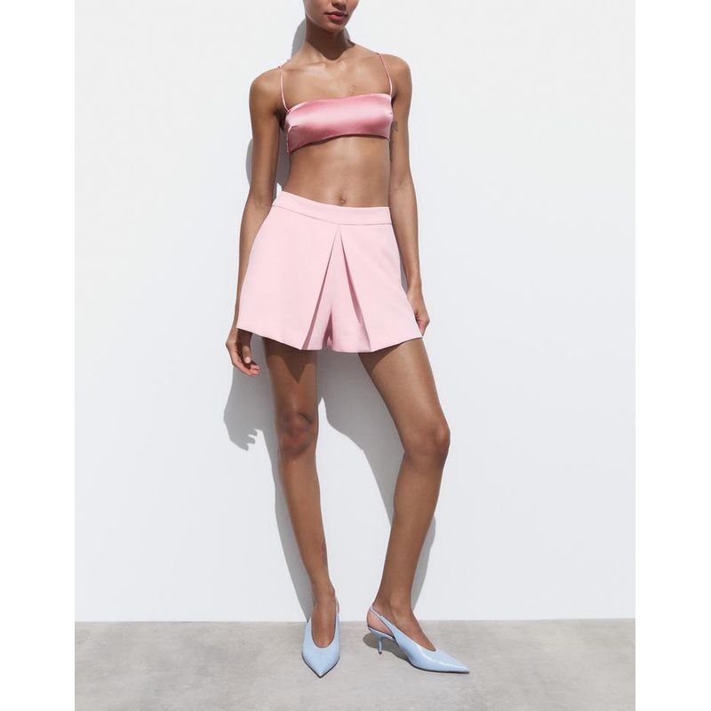 Spring New Arrival American Preppy Style Temperament Wild High Waist Shorts Front Gathers Culottes 2775600