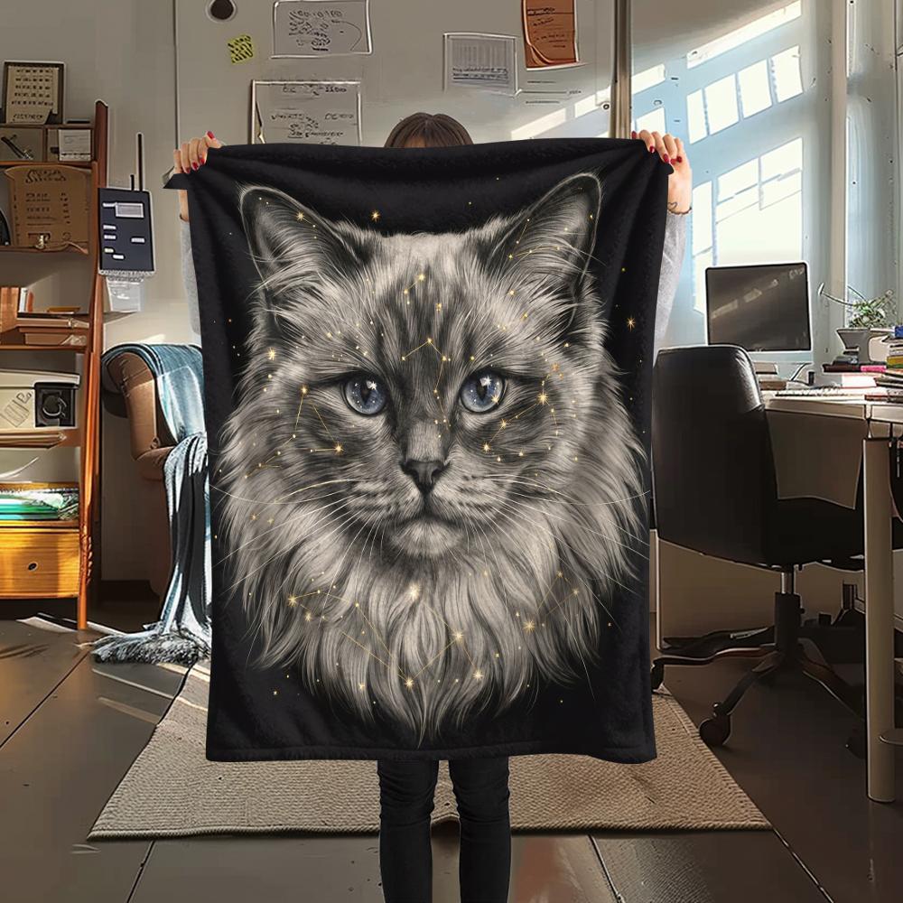 Animal avatar puppy kitten Print Flannel Blanket,High quality Comfortable for All Seasons,Home Decor,Warmth and Comfort,Perfect for Christmas Gifts
