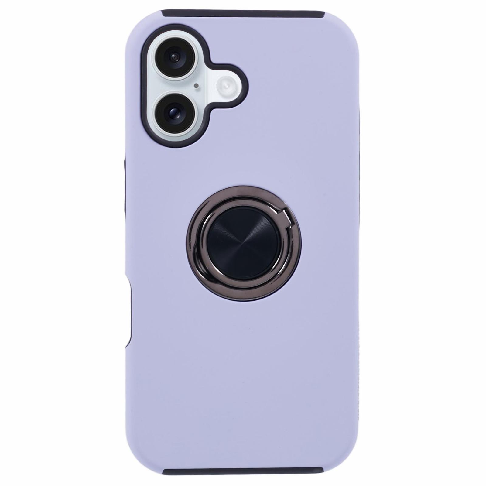 

Для iPhone 16 Plus Чехол PC+TPU Чехол для телефона с вращающимся держателем-кольцом Purple