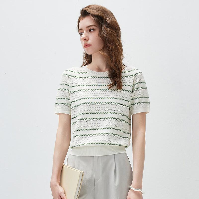 Komang Boca Women's Silk Blend Striped Knit T-Shirt
